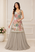 Sleeveless Embroidered Georgette Sharara Set
