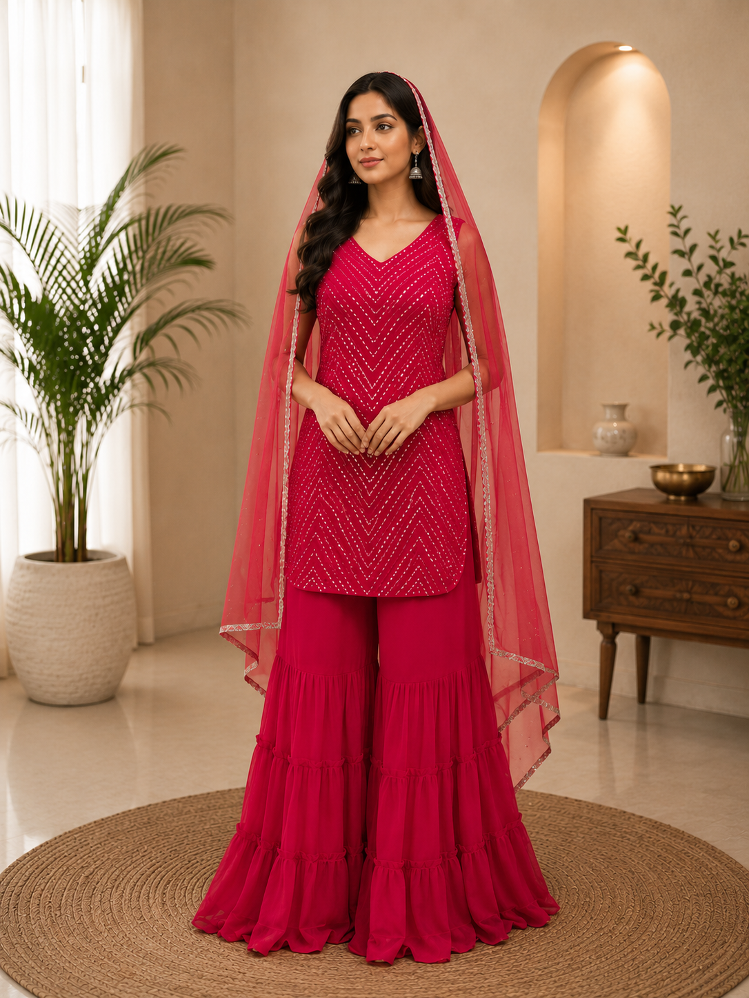Embellished Sharara Suit Set