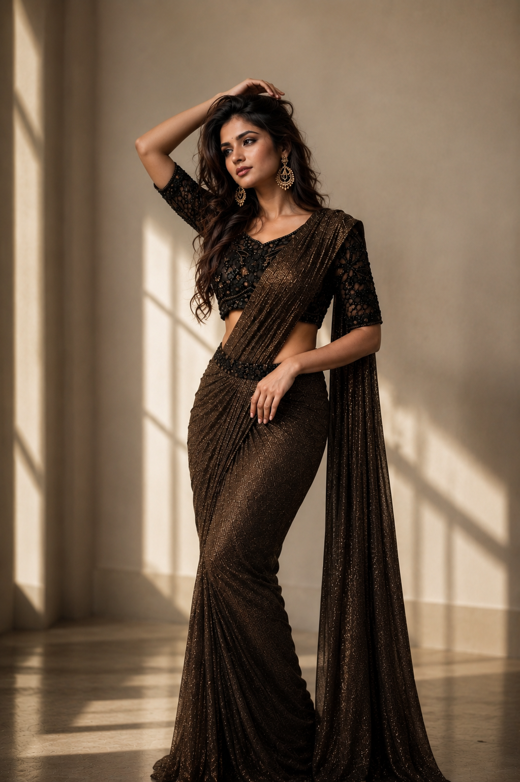 Metallic Bronze Designer Party Wear Saree