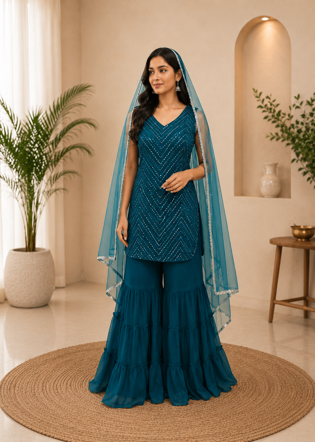 Embellished Sharara Suit Set