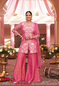 Designer Pink Embroidered Sharara Suit Set