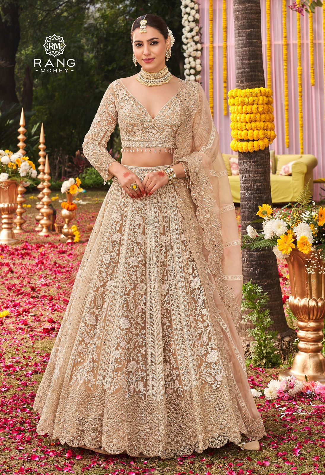 Luxury Nude Beige Bridal Lehenga