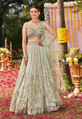 Luxury Mint Green Embroidered Lehenga