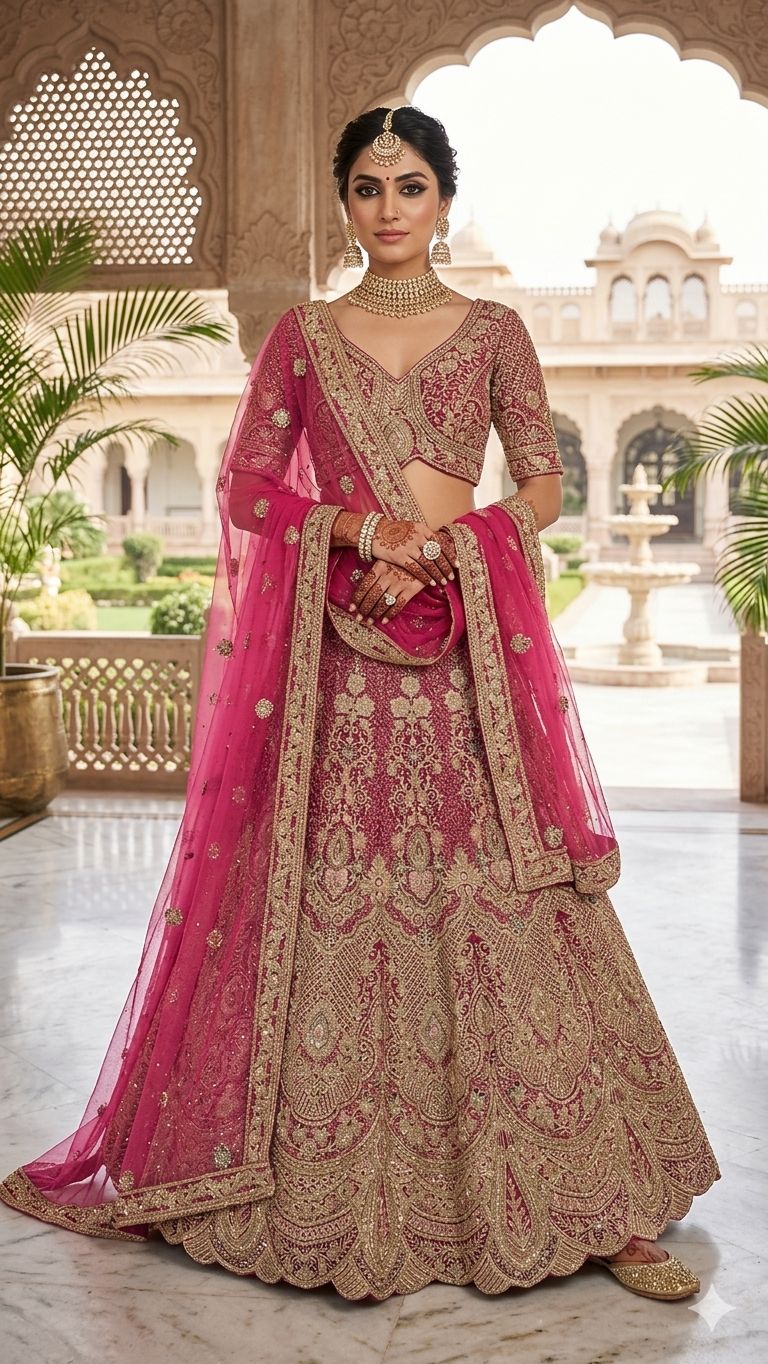 Royal Pink Heritage Lehenga