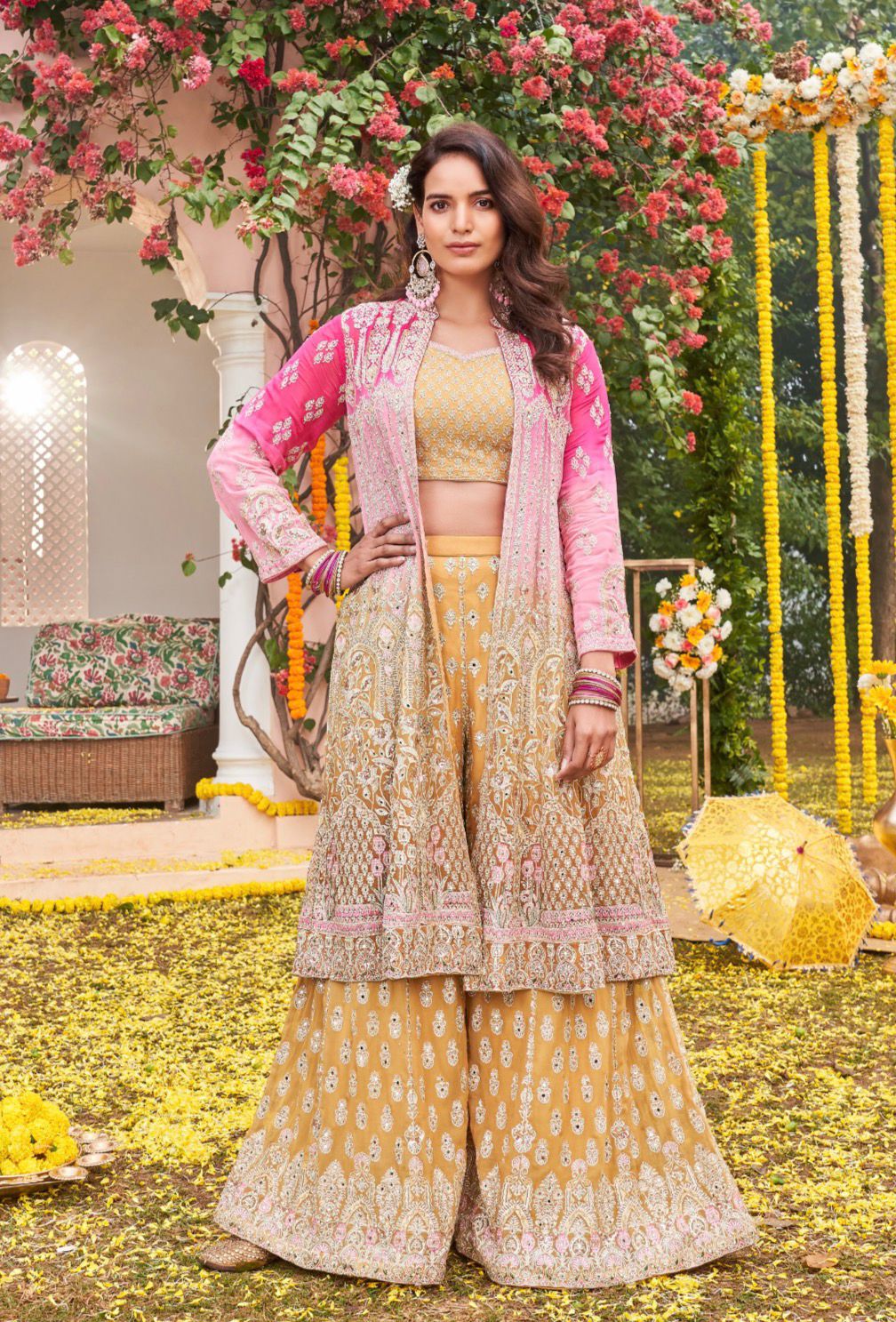Sunshine Mustard Jacket Palazzo Set