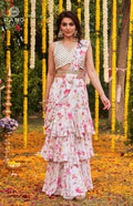 Floral Ivory Ruffle Lehenga Set