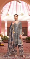 Royal Navy Blue Embroidered Sharara Suit Set