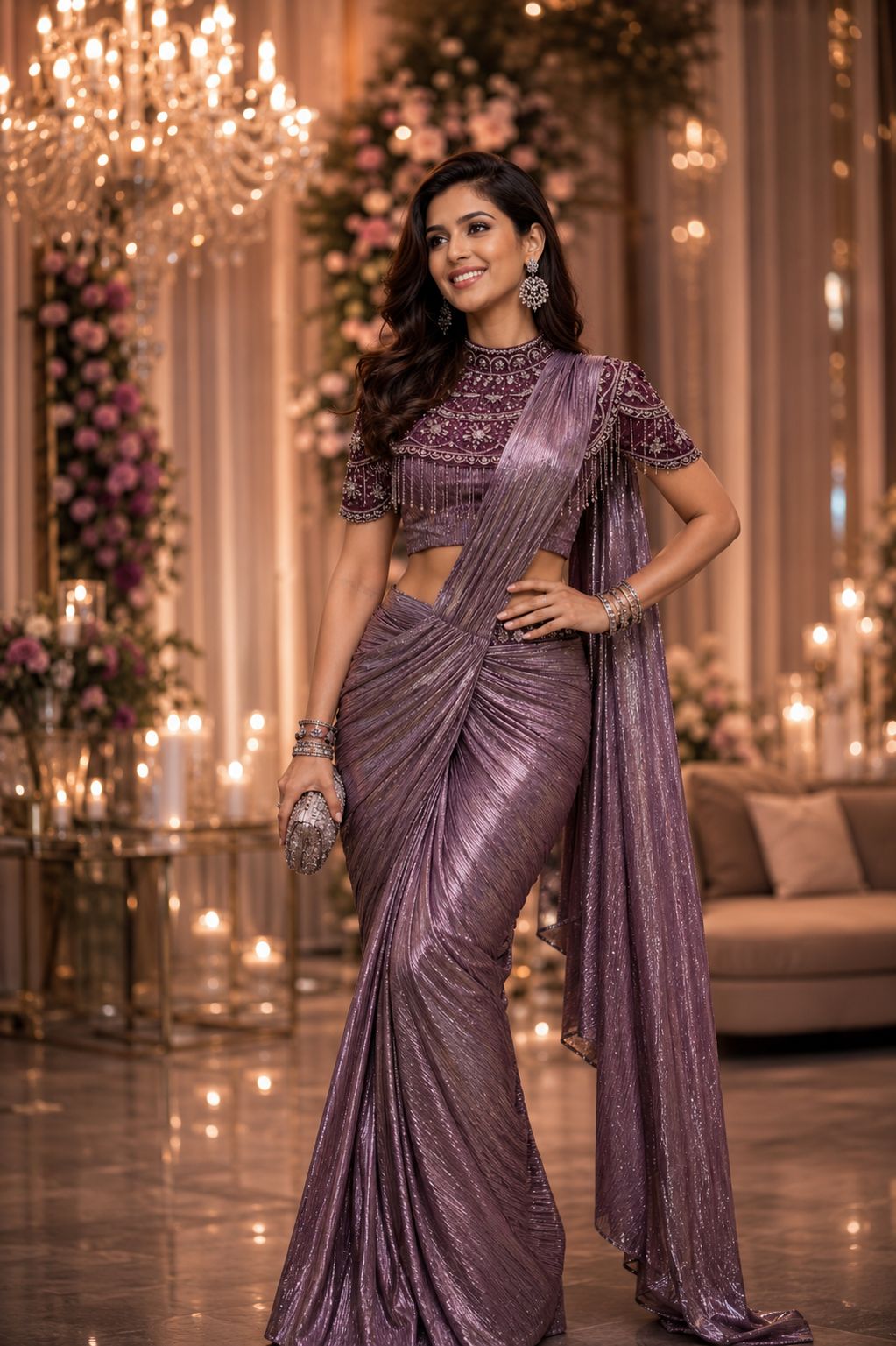 Mauve Shimmer Designer Saree