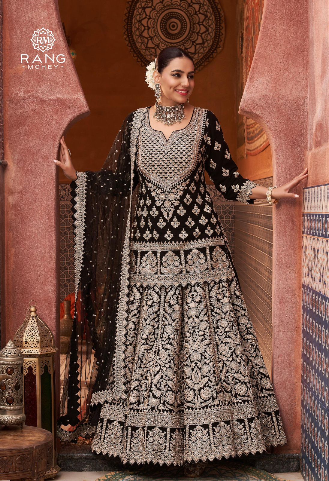 Black & Silver Royal Sharara Lehenga Set