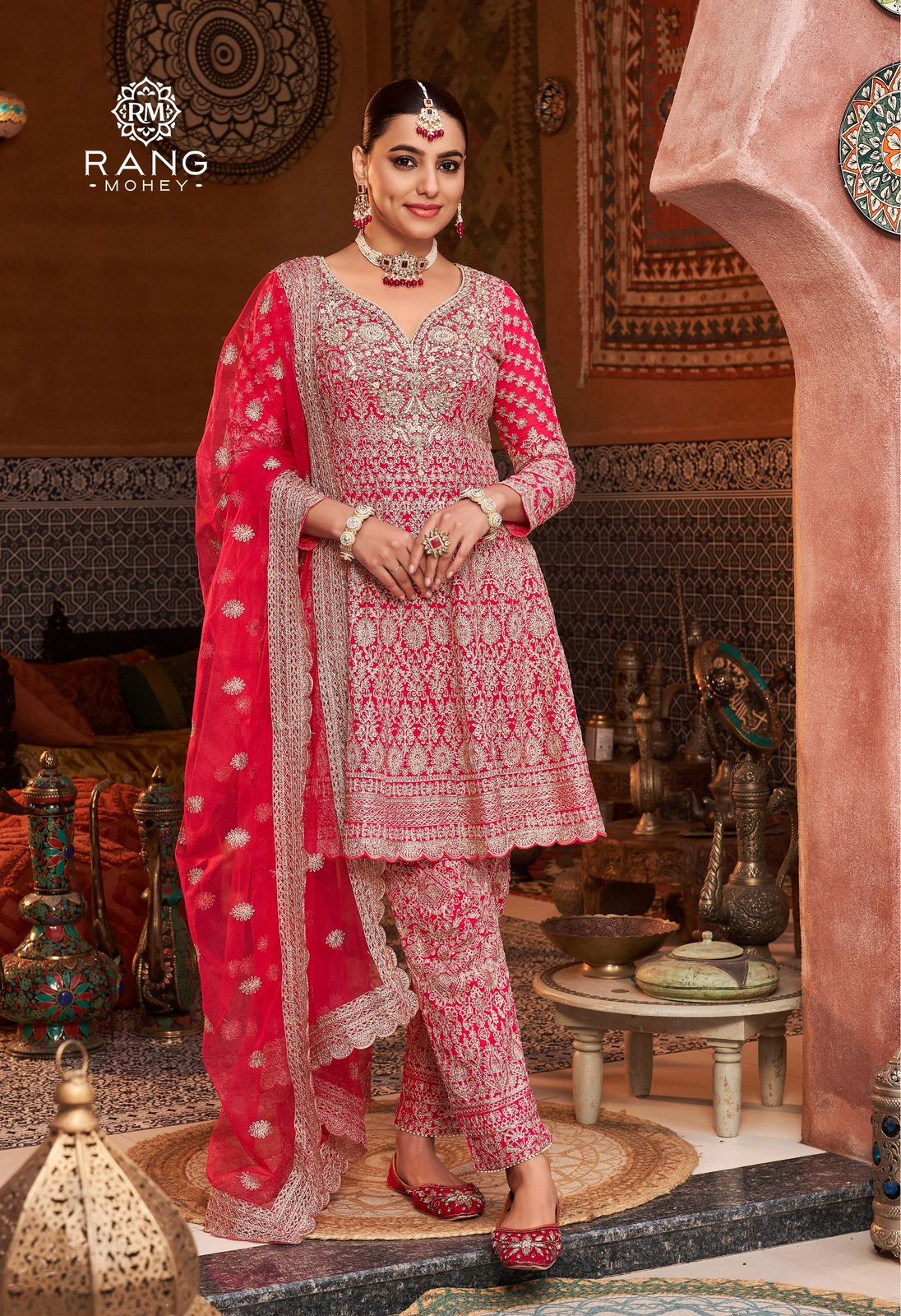Hot Pink Heavy Embroidered Pakistani Suit Set