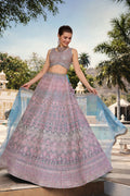 Powder Pink Embroidered Bridal Lehenga Choli