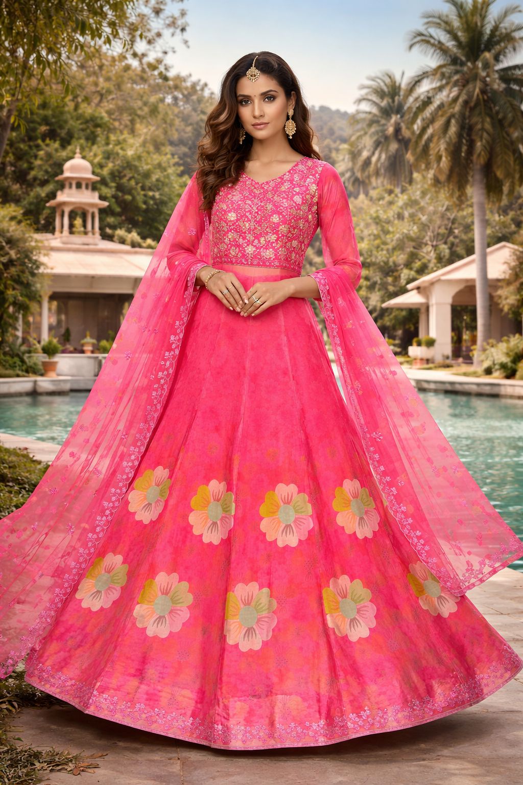 Candy Pink Floral Designer Lehenga Choli