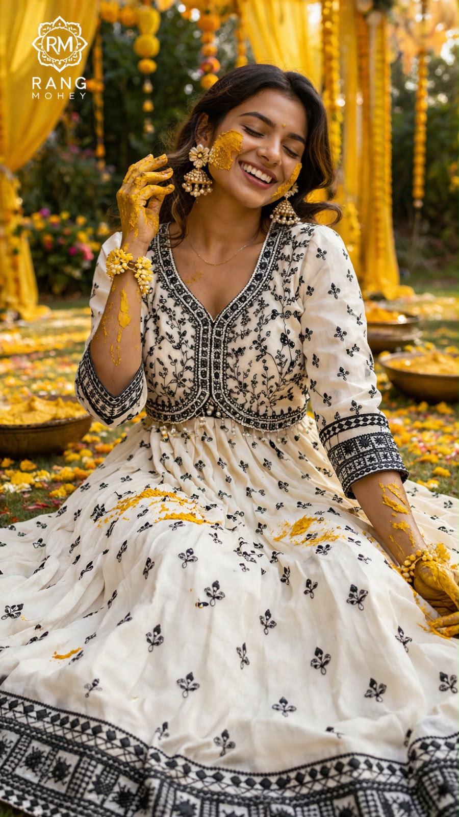 Ivory White Embroidered Anarkali Dress