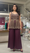 Embellished Peplum Kurta Palazzo Set