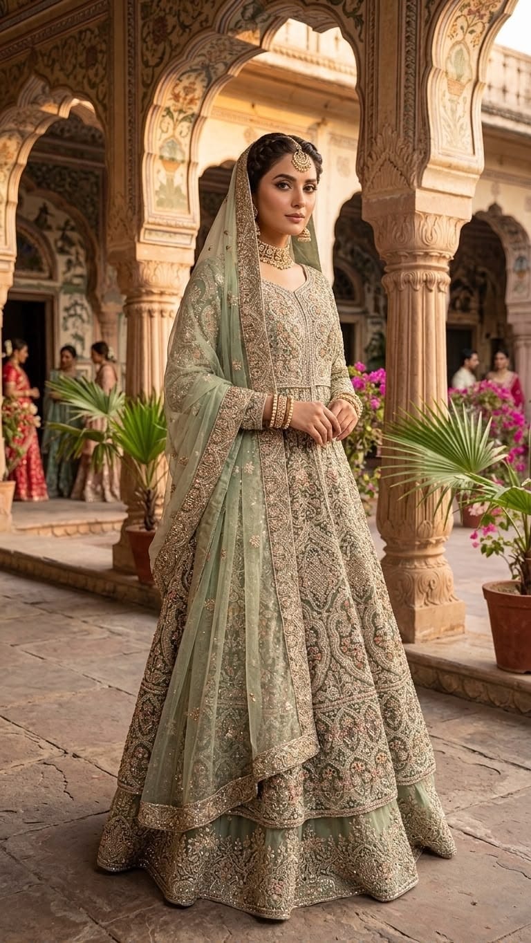 Heavy Embroidered Bridal Lehenga Set